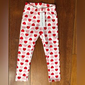 NWT Janie & Jack Valentines Day Pink and Red Heart Size 3T Leggings